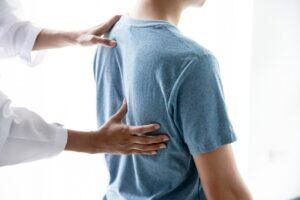 Athlete getting examined by chiropractor